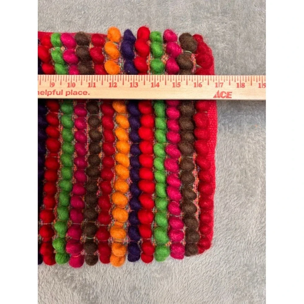 Pier 1 Imports Multicolor Felted Wool Pom Pom Lumbar Zipper Pillow Cover Striped
